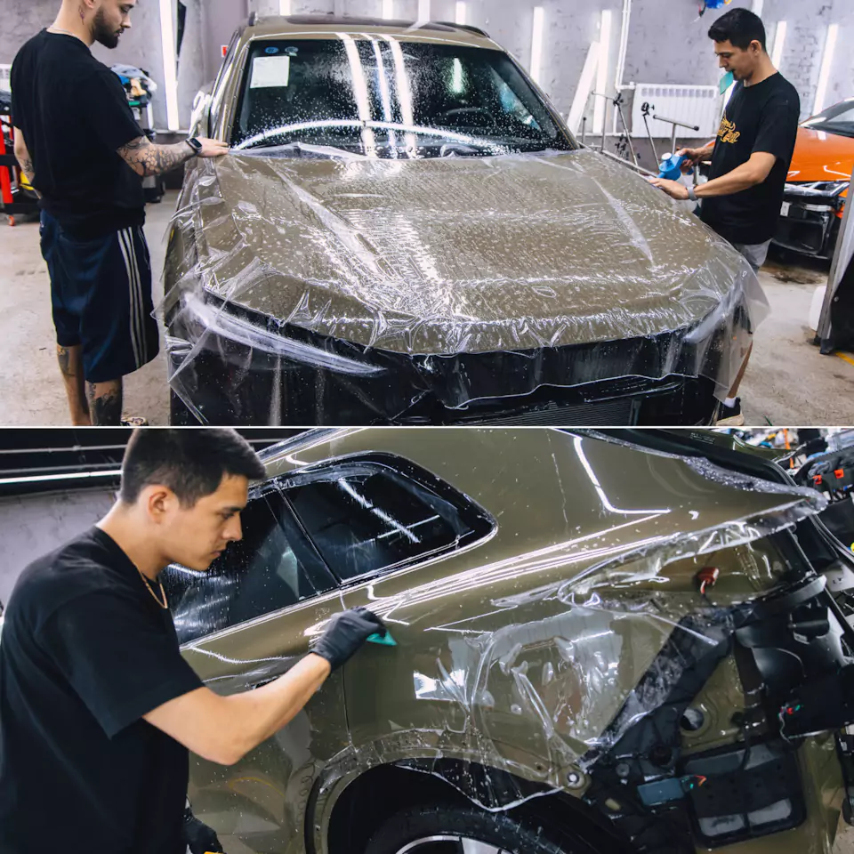 Забронировали Audi Q5 L прозрачным глянцевым полиуретаном, выполнили шумоизоляцию дверей и арок, установили видеорегистратор